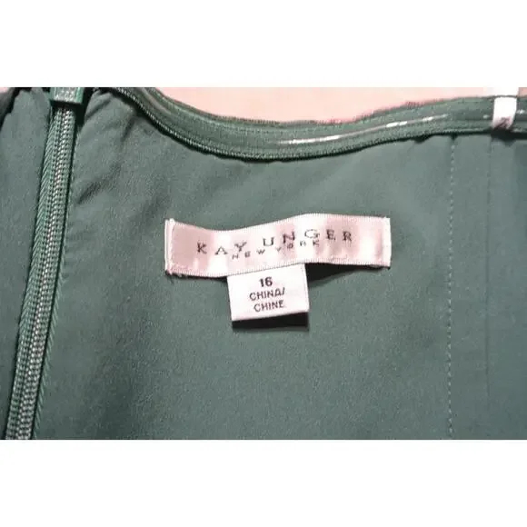 NEW, Kay Unger Adeline Midi Dress in Green Sz 16 #MD1434 - Picture 7 of 9